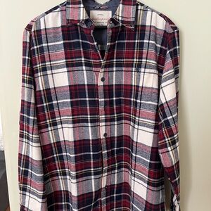 Vintage Harbor Rock Red & Navy Plaid Flannel Shirt Size M EUC